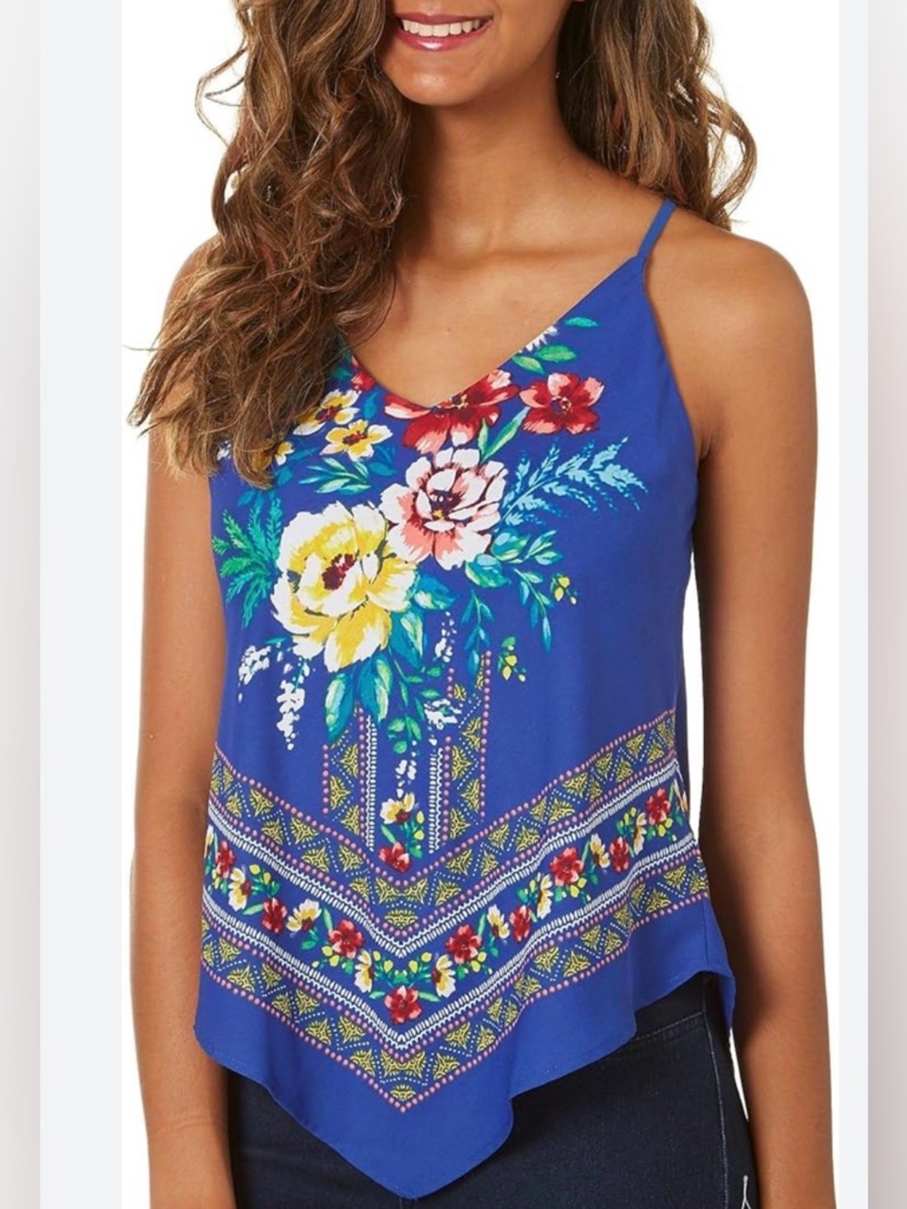 Blue floral B Hem Halter Style Cami Top